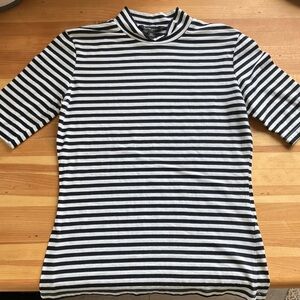 Banana Republic Black and White Striped Short Sleeve Tee